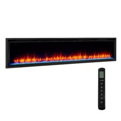 SimpliFire Allusion Platinum 72" Wall Mount/Recessed Linear Electric Fireplace | SF-ALLP72-BK -Electric Fire Place Store SimpliFire ALLUSION PLT Allusion PT72