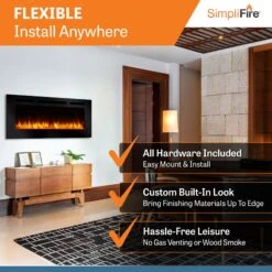 SimpliFire Allusion 48" Wall Mount/Recessed Linear Electric Fireplace | SF-ALL48-BK -Electric Fire Place Store SimpliFire ALLUSION Allusion48 2