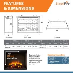 SimpliFire 36" Built-In Electric Fireplace | SF-BI36-EB -Electric Fire Place Store SimpliFire BUILT IN BuiltIn36 5