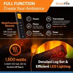 SimpliFire 25" Traditional Electric Fireplace Insert | SF-INS25 -Electric Fire Place Store SimpliFire E INSERTS Insert25 3