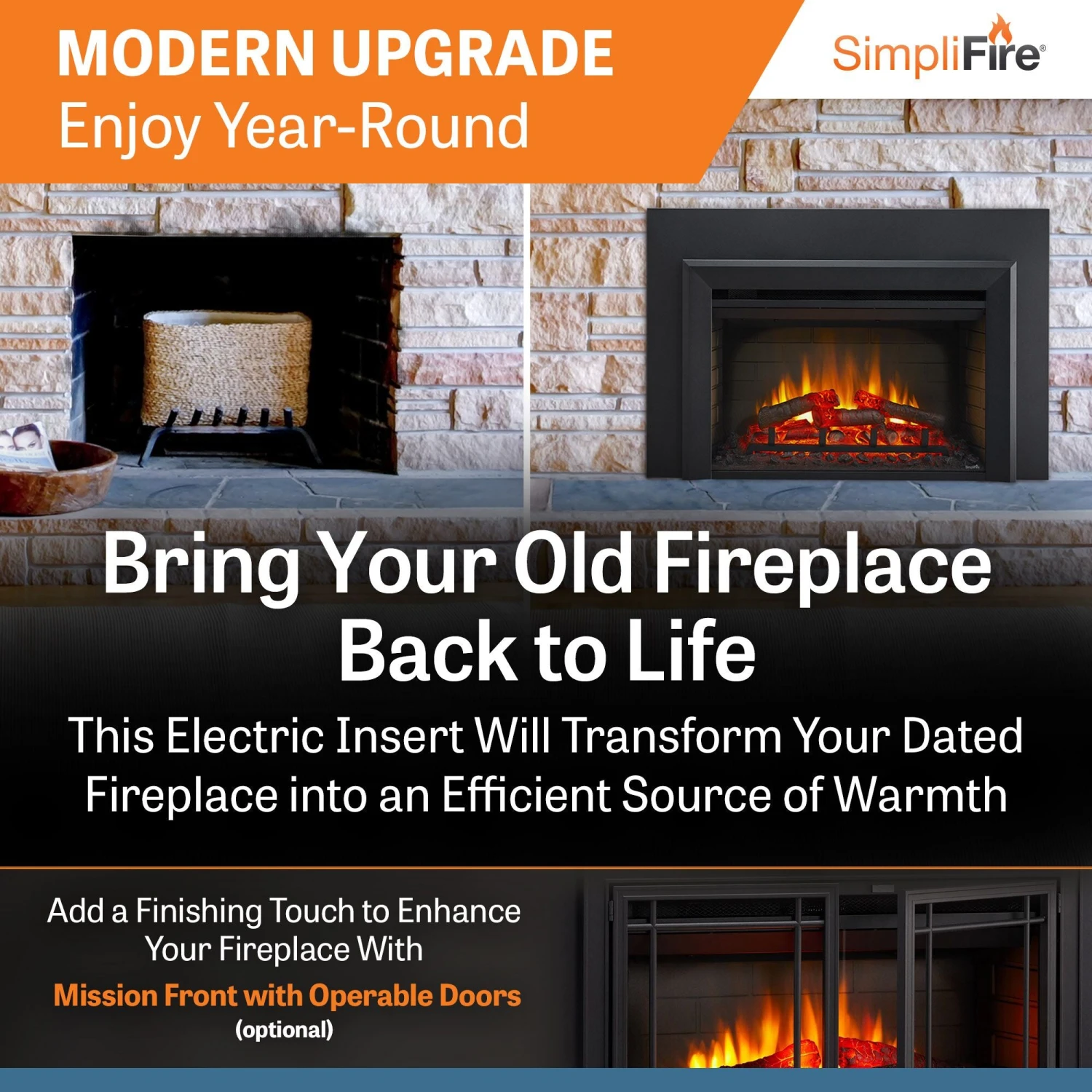 SimpliFire 30" Traditional Electric Fireplace Insert | SF-INS30 4 SimpliFire 30" Traditional Electric Fireplace Insert | SF-INS30 - Image 2