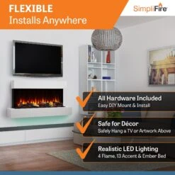 SimpliFire Format 43" Floating Mantel Wall Mount Linear Electric Fireplace | SF-FM43-WH -Electric Fire Place Store SimpliFire FORMAT Format43 2