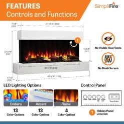 SimpliFire Format 43" Floating Mantel Wall Mount Linear Electric Fireplace | SF-FM43-WH -Electric Fire Place Store SimpliFire FORMAT Format43 4