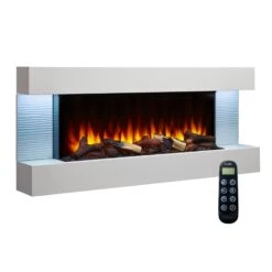 SimpliFire Format 50" Floating Mantel Wall Mount Linear Electric Fireplace | SF-FM50-WH -Electric Fire Place Store SimpliFire FORMAT Format50