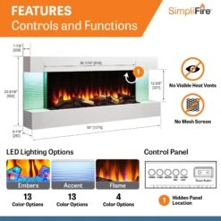 SimpliFire Format 50" Floating Mantel Wall Mount Linear Electric Fireplace | SF-FM50-WH -Electric Fire Place Store SimpliFire FORMAT Format50 4