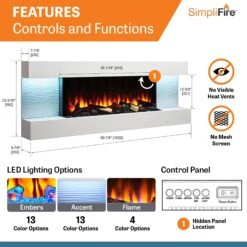 SimpliFire Format 60" Floating Mantel Wall Mount Linear Electric Fireplace | SF-FM60-WH -Electric Fire Place Store SimpliFire FORMAT Format60 4