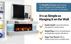 SimpliFire Format 60" Floating Mantel Wall Mount Linear Electric Fireplace | SF-FM60-WH -Electric Fire Place Store SimpliFire FORMAT Format EC2 1