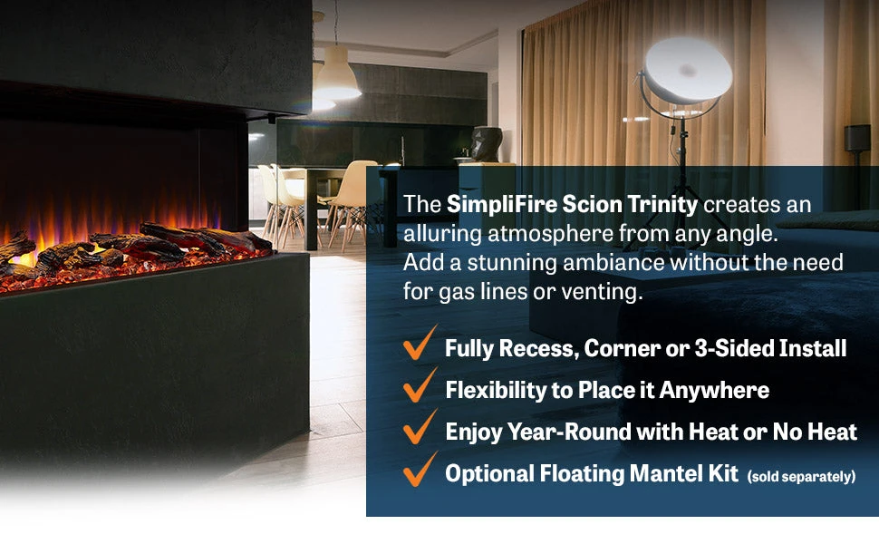 SimpliFire 55" Scion Trinity Electric Fireplace | SF-SCT55-BK 8 SimpliFire 55" Scion Trinity Electric Fireplace | SF-SCT55-BK - Image 6