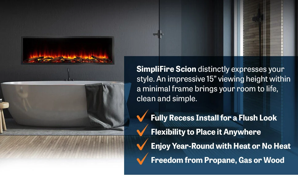 SimpliFire Scion 78" Built-In Linear Electric Fireplace | SF-SC78-BK 9 SimpliFire Scion 78" Built-In Linear Electric Fireplace | SF-SC78-BK - Image 7