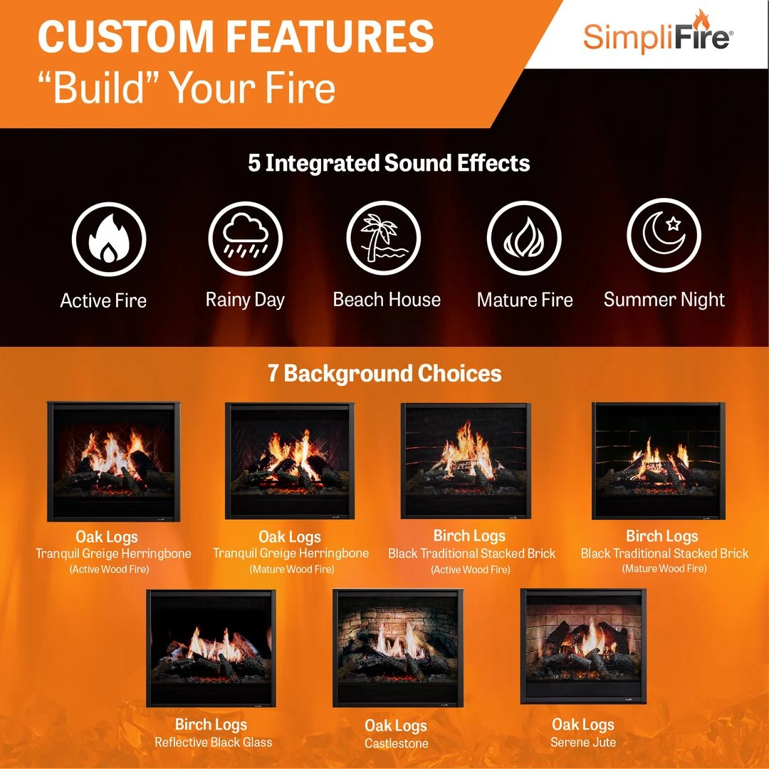 SimpliFire 36" Inception Traditional Electric Fireplace | SF-INC36 8 SimpliFire 36" Inception Traditional Electric Fireplace | SF-INC36 - Image 6