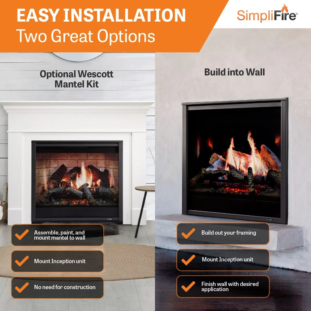 SimpliFire 36" Inception Traditional Electric Fireplace | SF-INC36 4 SimpliFire 36" Inception Traditional Electric Fireplace | SF-INC36 - Image 2