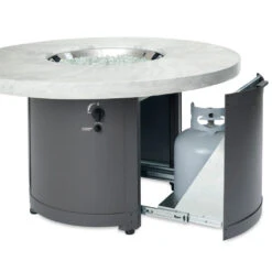 The Outdoor GreatRoom Company White Onyx Beacon Round Gas Fire Pit Table | BC-20-WO -Electric Fire Place Store White onyx beacon round gas fire pit table bc 20 wo 3