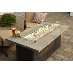 The Outdoor GreatRoom Company Cedar Ridge Linear Gas Fire Pit Table | CR-1242-K -Electric Fire Place Store cedarridgecloseupglassguardjpg1