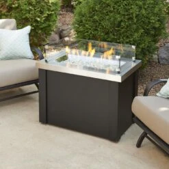 The Outdoor GreatRoom Company Providence 32-Inch Rectangular Propane Gas Fire Pit Table- Stainless Steel - PROV-1224-SS -Electric Fire Place Store f8359b01d18fe60662a6dcc90a722e5d