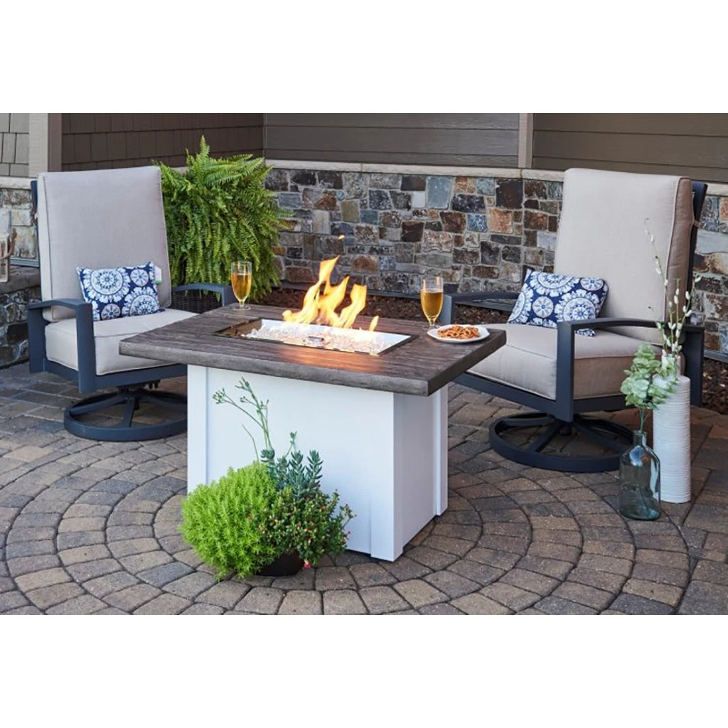 The Outdoor GreatRoom Company Driftwood Havenwood Rectangular Gas Fire Pit Table With White Base | HVDW-1224-K 10 The Outdoor GreatRoom Company Driftwood Havenwood Rectangular Gas Fire Pit Table With White Base | HVDW-1224-K - Image 8