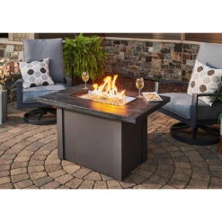 The Outdoor GreatRoom Company Stone Grey Havenwood Rectangular Gas Fire Pit Table With Grey Base | HVGG-1224-K -Electric Fire Place Store hvgg 1224 kflameprops 0