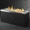 The Outdoor GreatRoom Company Stainless Steel Key Largo Linear Gas Fire Pit Table | KL-1242-SS -Electric Fire Place Store key largo stainless steel 0