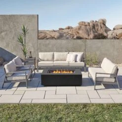 Real Flame Aegean 50" Rectangle Propane Or Natural Gas Fire Pit Table | C9813LP-BLK -Electric Fire Place Store real flame aegean 50 rectangle propane or natural gas fire pit table c9813lp blk 4