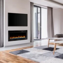 SimpliFire Allusion 48" Wall Mount/Recessed Linear Electric Fireplace | SF-ALL48-BK -Electric Fire Place Store simplifire allusion 48 wall mount recessed linear electric fireplace sf all48 bk 3