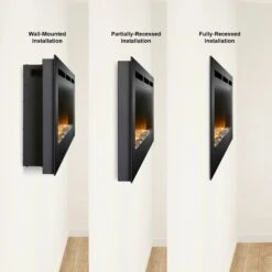SimpliFire Allusion 48" Wall Mount/Recessed Linear Electric Fireplace | SF-ALL48-BK -Electric Fire Place Store simplifire allusion 48 wall mount recessed linear electric fireplace sf all48 bk 7
