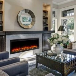 SimpliFire Allusion Platinum 72" Wall Mount/Recessed Linear Electric Fireplace | SF-ALLP72-BK -Electric Fire Place Store simplifire allusion platinum 72 wall mount recessed linear electric fireplace sf allp72 bk 2