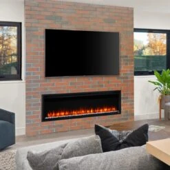 SimpliFire Allusion Platinum 72" Wall Mount/Recessed Linear Electric Fireplace | SF-ALLP72-BK -Electric Fire Place Store simplifire allusion platinum 72 wall mount recessed linear electric fireplace sf allp72 bk 5