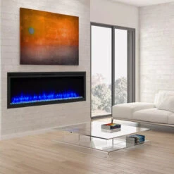 SimpliFire Allusion Platinum 72" Wall Mount/Recessed Linear Electric Fireplace | SF-ALLP72-BK -Electric Fire Place Store simplifire allusion platinum 72 wall mount recessed linear electric fireplace sf allp72 bk 6