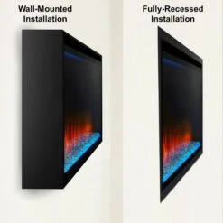 SimpliFire Allusion Platinum 72" Wall Mount/Recessed Linear Electric Fireplace | SF-ALLP72-BK -Electric Fire Place Store simplifire allusion platinum 72 wall mount recessed linear electric fireplace sf allp72 bk 7