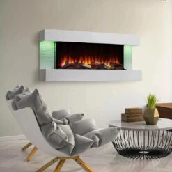 SimpliFire Format 50" Floating Mantel Wall Mount Linear Electric Fireplace | SF-FM50-WH -Electric Fire Place Store simplifire format 50 floating mantel wall mount linear electric fireplace sf fm50 wh 4