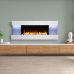 SimpliFire Format 60" Floating Mantel Wall Mount Linear Electric Fireplace | SF-FM60-WH -Electric Fire Place Store simplifire format 60 floating mantel wall mount linear electric fireplace sf fm60 wh 4