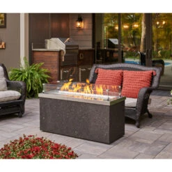 The Outdoor GreatRoom Company Stainless Steel Key Largo Linear Gas Fire Pit Table | KL-1242-SS -Electric Fire Place Store stainless steel key largo linear gas fire pit table kl 1242 ss