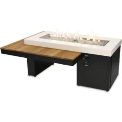 The Outdoor GreatRoom Company Uptown Iroko Linear Gas Fire Pit Table | UPT-1242-IRO -Electric Fire Place Store the outdoor greatroom company uptown iroko linear gas fire pit table upt 1242 iro 3
