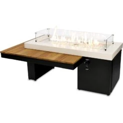 The Outdoor GreatRoom Company Uptown Iroko Linear Gas Fire Pit Table | UPT-1242-IRO -Electric Fire Place Store the outdoor greatroom company uptown iroko linear gas fire pit table upt 1242 iro 4