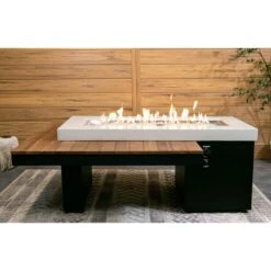 The Outdoor GreatRoom Company Uptown Iroko Linear Gas Fire Pit Table | UPT-1242-IRO -Electric Fire Place Store the outdoor greatroom company uptown iroko linear gas fire pit table upt 1242 iro 6