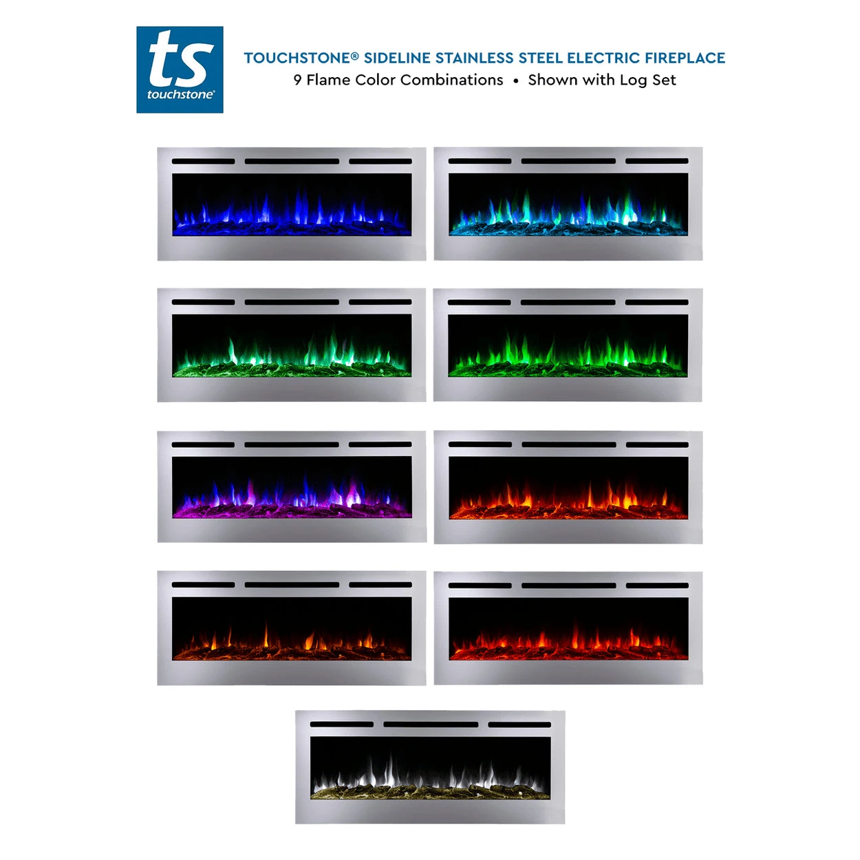 Touchstone Sideline Deluxe Stainless Steel 60" Recessed Smart Electric Fireplace | 86277 9 Touchstone Sideline Deluxe Stainless Steel 60" Recessed Smart Electric Fireplace | 86277 - Image 7