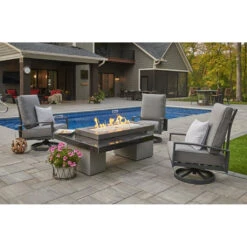 The Outdoor GreatRoom Company Black Uptown Linear Gas Fire Pit Table | UPT-1242 -Electric Fire Place Store upt 1242flamejpg