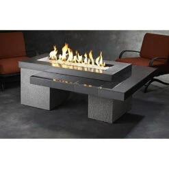 The Outdoor GreatRoom Company Black Uptown Linear Gas Fire Pit Table | UPT-1242 -Electric Fire Place Store uptown 1242